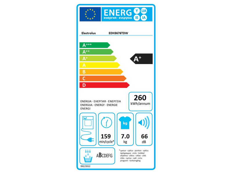 ELECTROLUX EDH3676TDW Hőszivattyús szárítógép