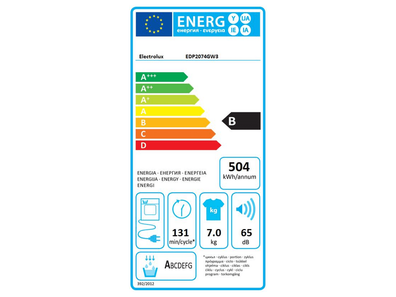 Electrolux EDP 2074 GW3 Kondenzációs szárítógép