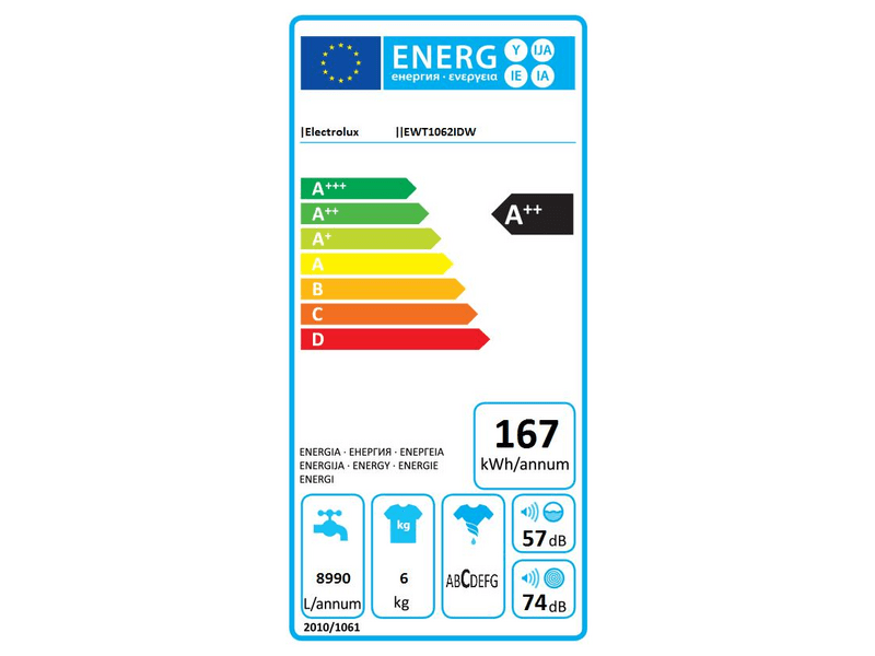 ELECTROLUX EWT1062IDW Felültöltős mosógép