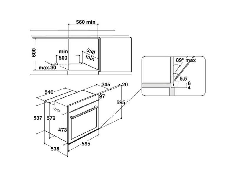 Whirlpool AKZ9 6230 S Beépíthető sütő, szatén-ezüst