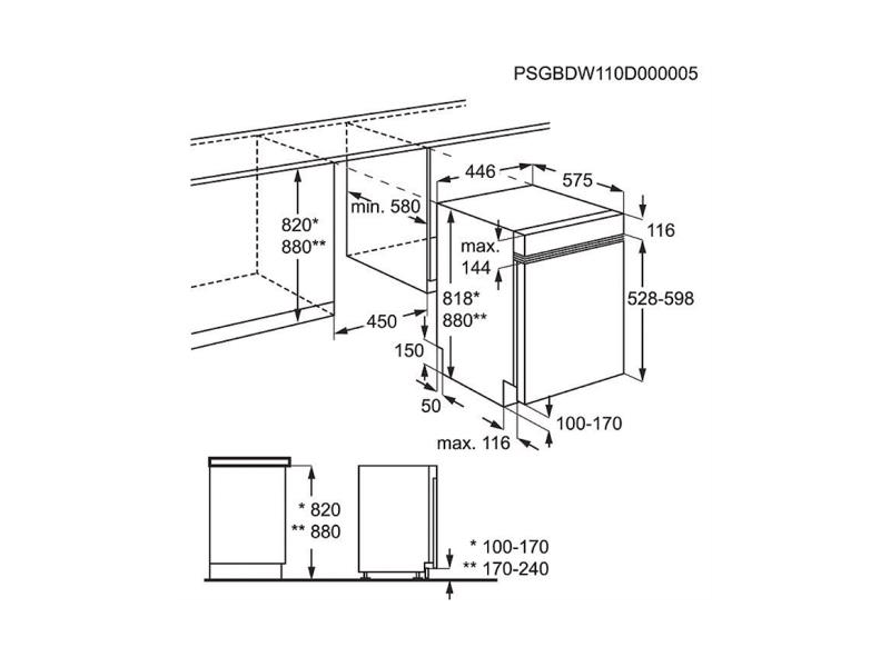 Electrolux ESI4501LOX 9 teríték Beépíthető keskeny mosogatógép