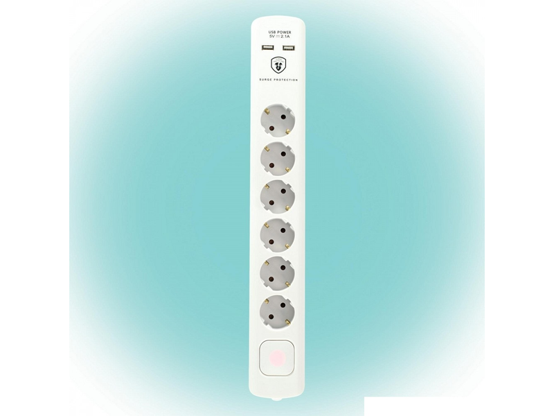 HOME Túlfeszültségvédett hálózati elosztó (NVT06K USB/WH)