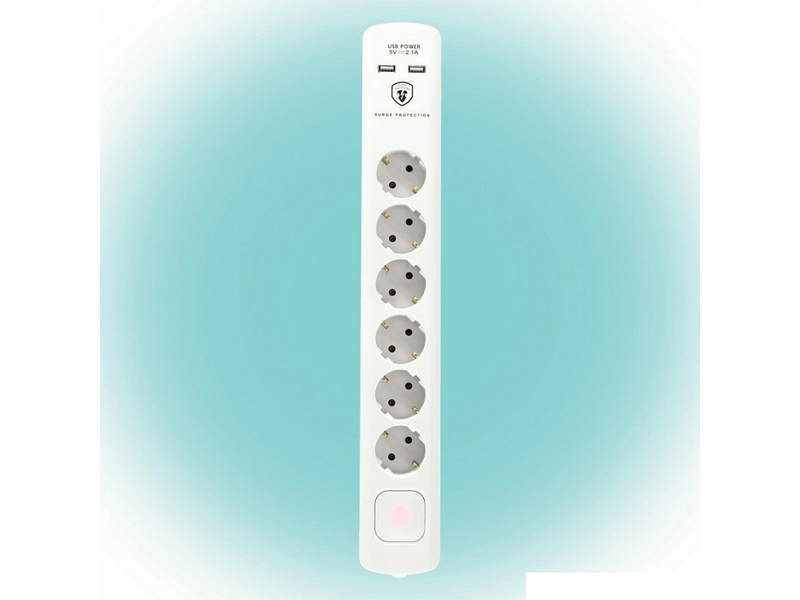 HOME Túlfeszültségvédett hálózati elosztó (NVT06K USB/WH)