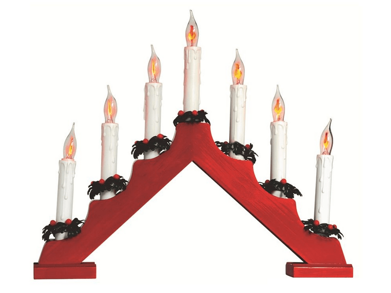HOME Gyertyapiramis, piros, 7 gyertyaláng izzó, 230V (KAD 07/RD)
