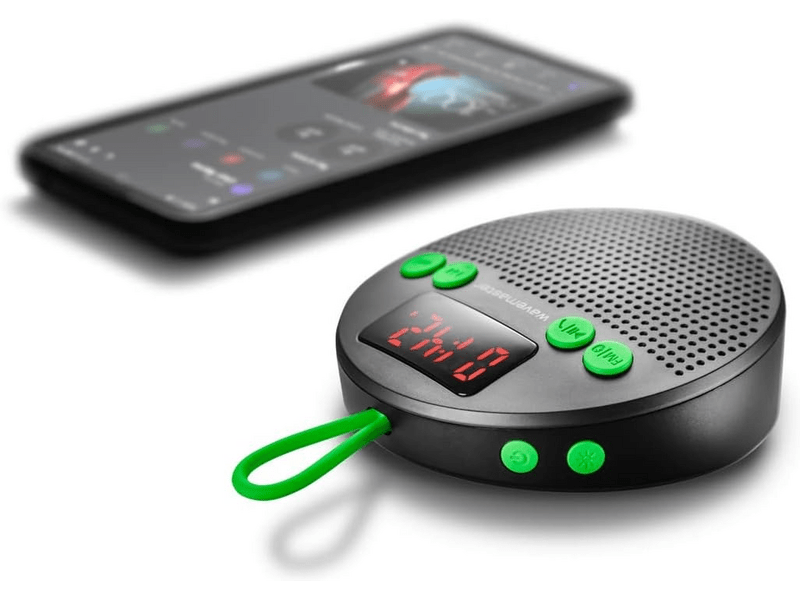 WaveMaster MOBI-3 Bluetooth hangszóró, FM rádió, Fekete/zöld
