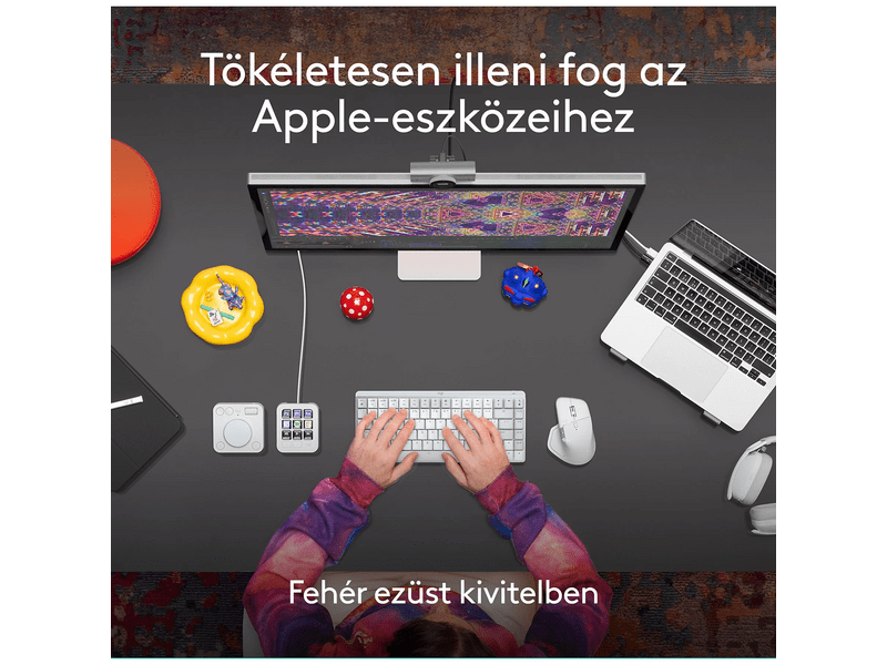 Logitech MX Master 4 Mac Vezeték nélküli egér, fehér ezüst