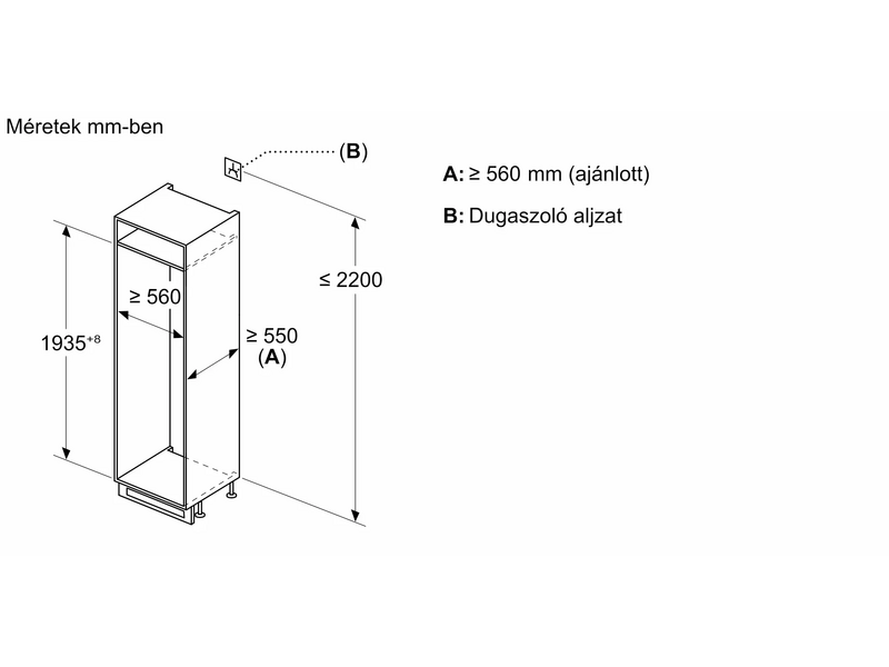Bosch KIN96ADC0 Serie 6 Beépíthető kombinált hűtőszekrény