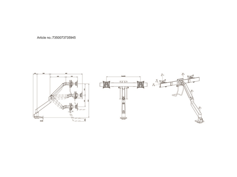 Multibrackets Gas Lift Asztali konzol, 15