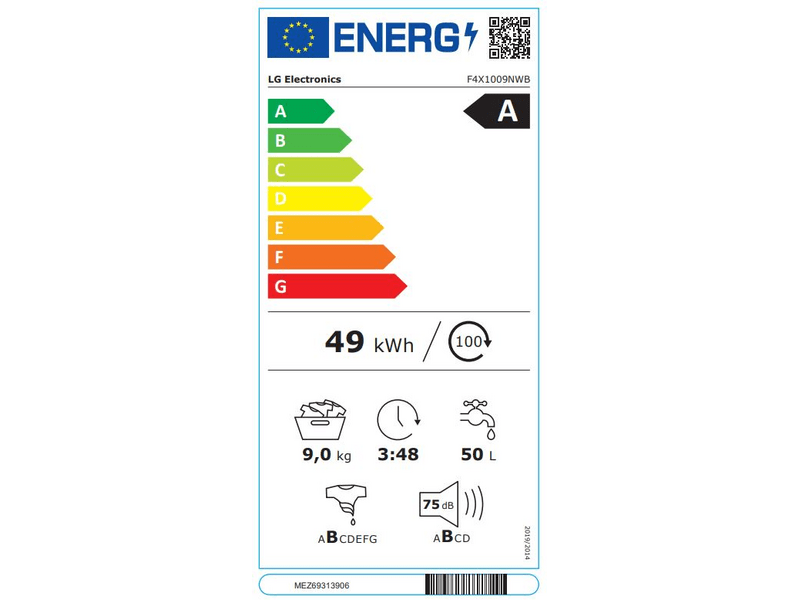 LG F4X1009NWB Elöltöltős mosógép