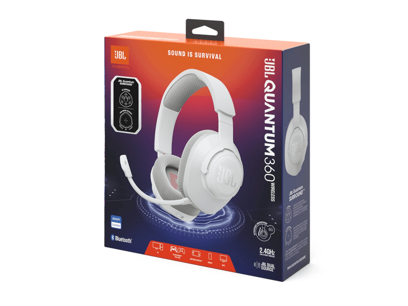 JBL Quantum 360 Gamer Vezeték nélküli fejhallgató, fehér