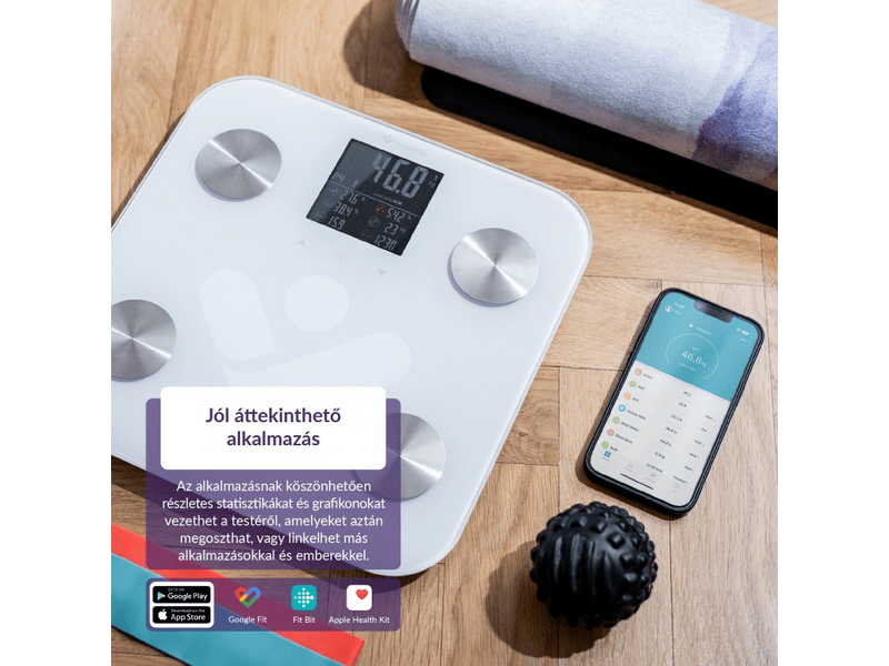 TrueLife FitScale W6 BT intelligens személymérleg, fehér