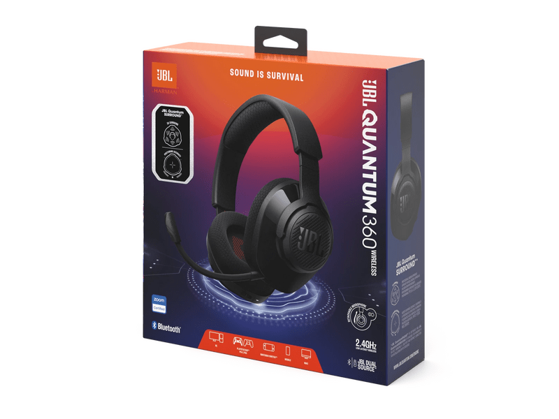 JBL Quantum 360 Gamer Vezeték nélküli fejhallgató, fekete