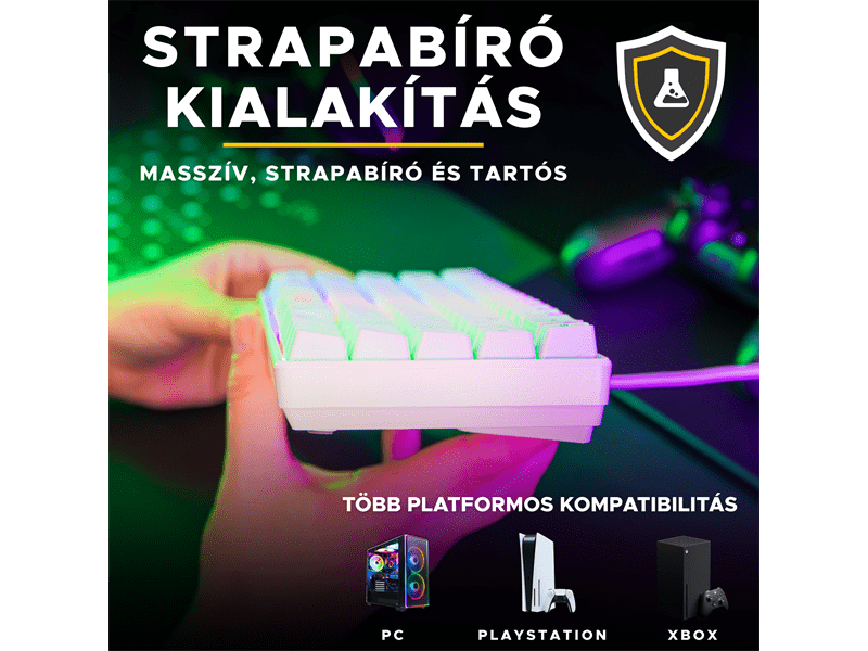 The G-Lab HYDROGEN Gaming billentyűzet, fehér (KEYZ-HYDROGEN-W/HU)