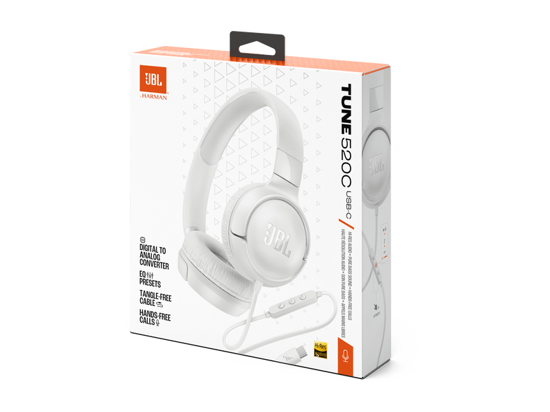 JBL Tune 520C USB-C slušalice, bijele (JBLT520CWHT)