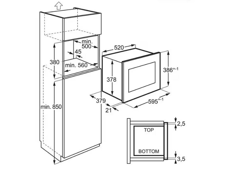 AEG TMS5G25IEM Beépíthető mikrohullámú sütő grill funkcióval