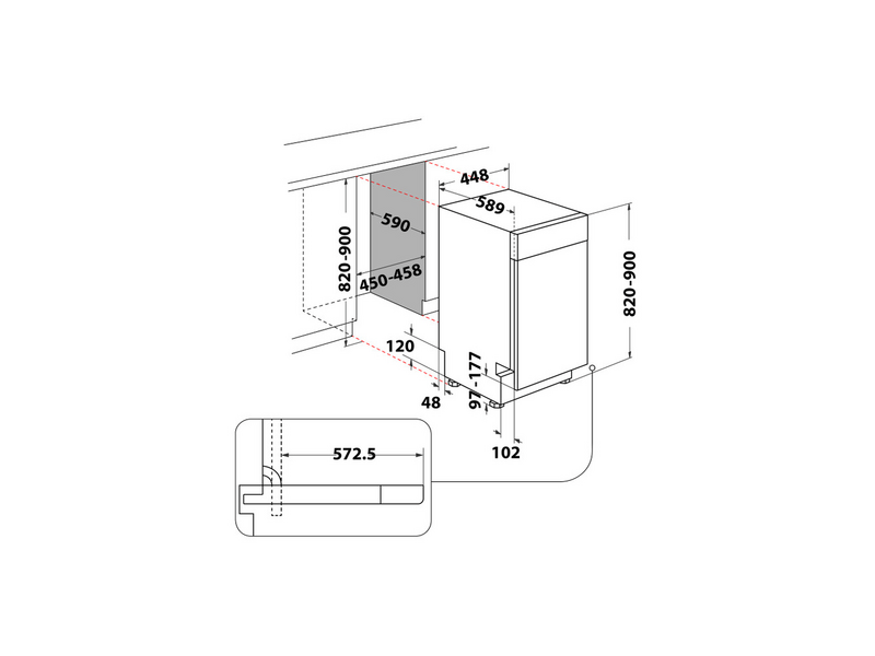 Whirlpool WH6UB10BS7A0X ugradbena perilica posuđa