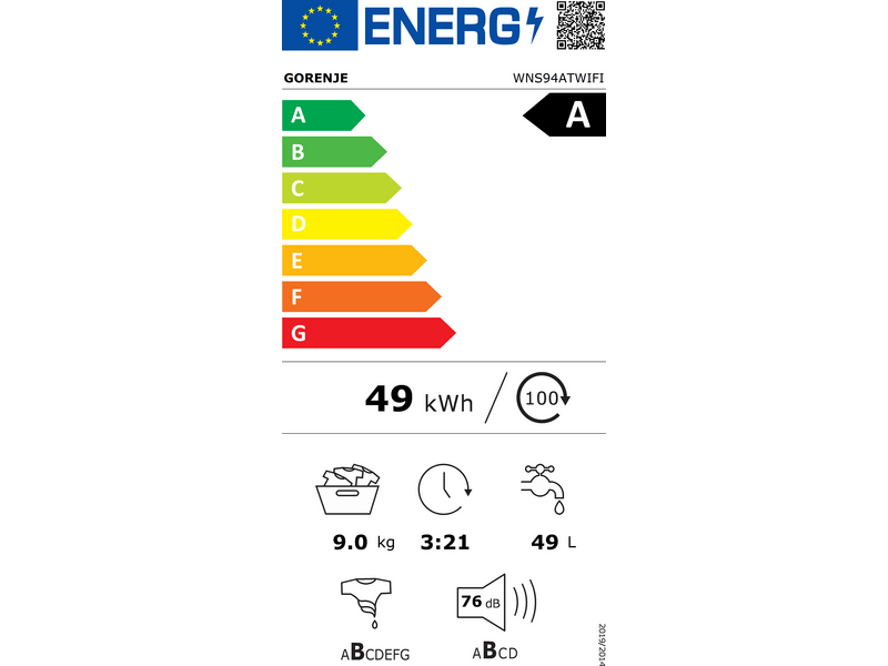 Gorenje WNS94ATWIFI Elöltöltős mosógép