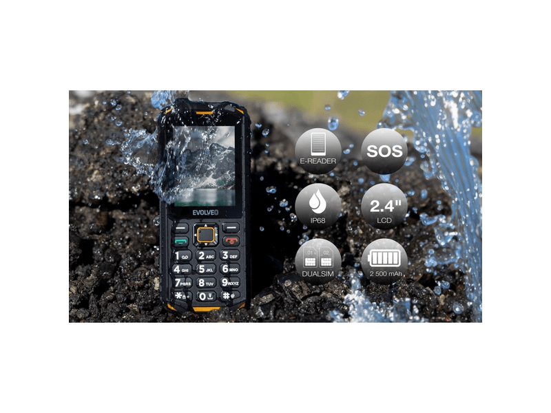 Evolveo StrongPhone X5 Mobiltelefon, fekete/narancssárga