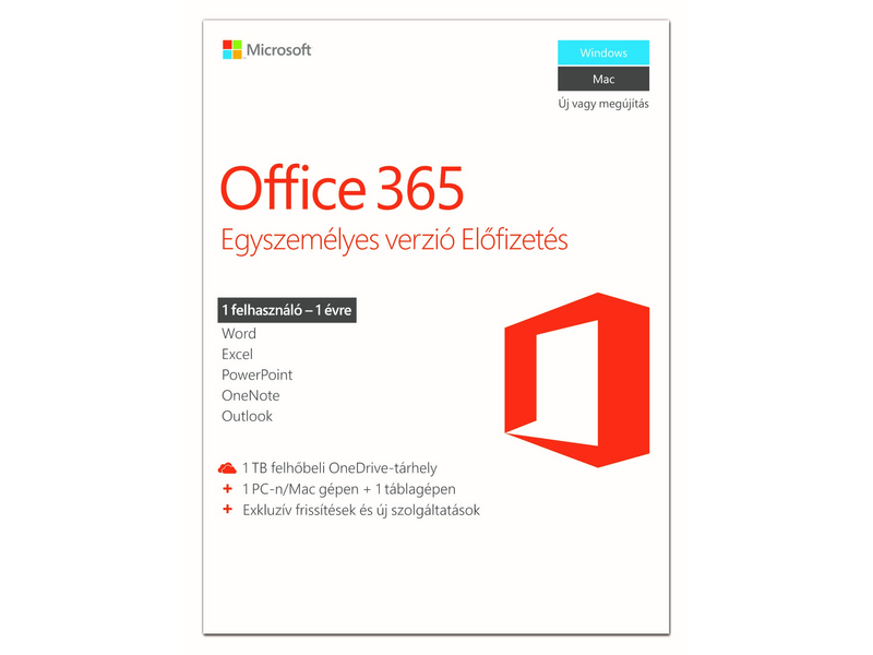 Microsoft 365 Egyszemélyes Verzió Előfizetés (T5D-03209)