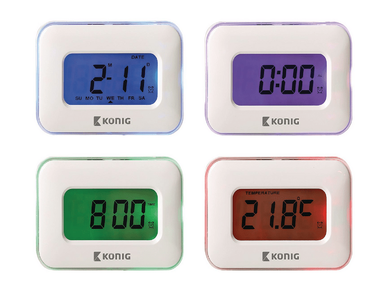 König Többfunkciós Ébresztőóra Digitális Fehér (KN-AC10)
