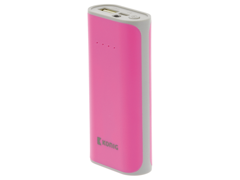 König Hordozható Külső Akkumlátor 5000 mAh USB Rózsaszín (KNPB5000PI)