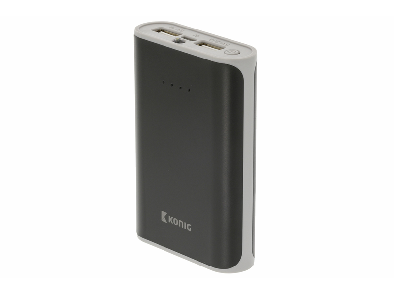 König Hordozható Külső Akkumlátor 7500 mAh USB Fekete (KNPB7500BL)
