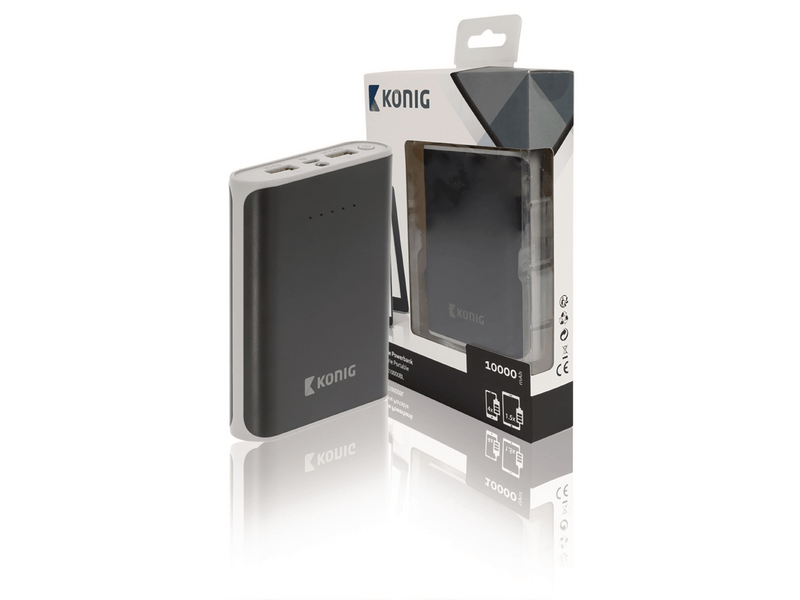 König Hordozható Külső Akkumlátor 10000 mAh USB Fekete (KNPB10000BL)