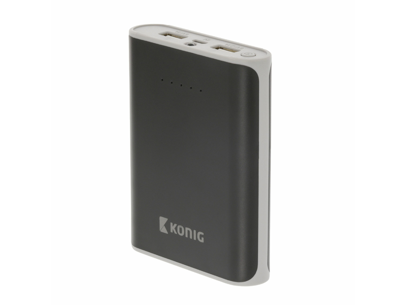 König Hordozható Külső Akkumlátor 10000 mAh USB Fekete (KNPB10000BL)