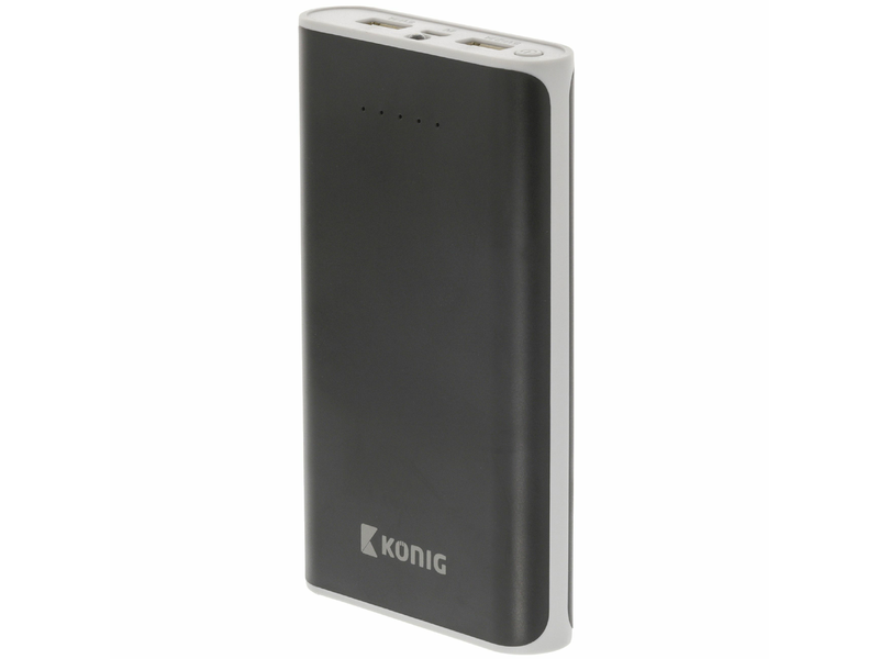 König Hordozható Külső Akkumlátor 15000 mAh USB Fekete (KNPB15000BL)