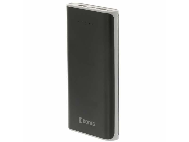 König Hordozható Külső Akkumlátor 20000 mAh USB Fekete (KNPB20000BL)