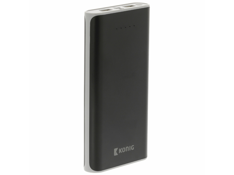 König Hordozható Külső Akkumlátor 20000 mAh USB Fekete (KNPB20000BL)