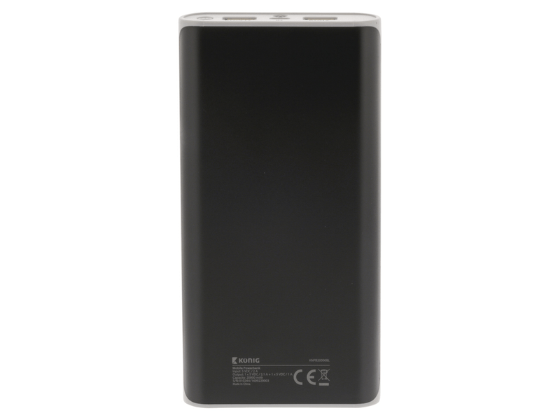 König Hordozható Külső Akkumlátor 20000 mAh USB Fekete (KNPB20000BL)