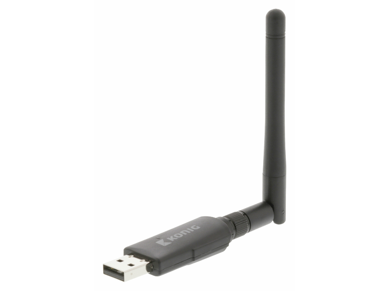 König Vezeték Nélküli USB-adapter N300 2.4 GHz Wi-Fi Fekete (CSWNDN300A)