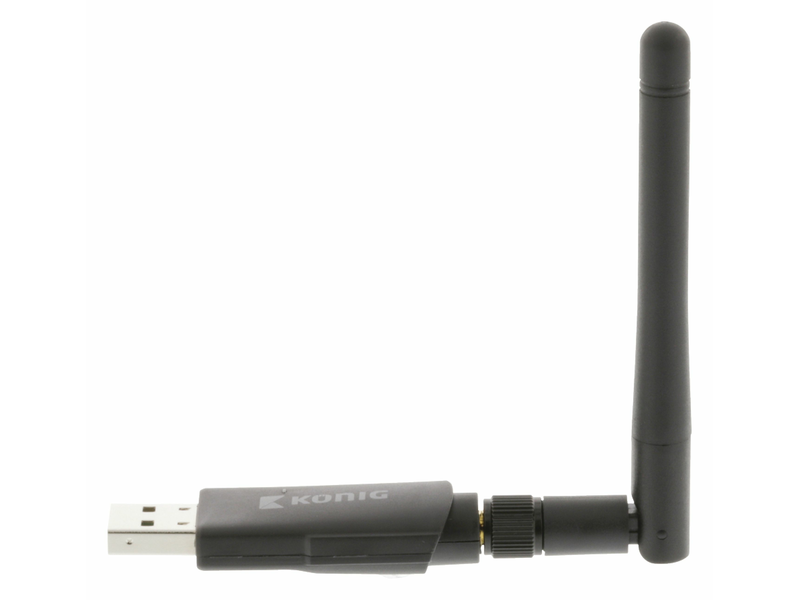 König Vezeték Nélküli USB-adapter N300 2.4 GHz Wi-Fi Fekete (CSWNDN300A)