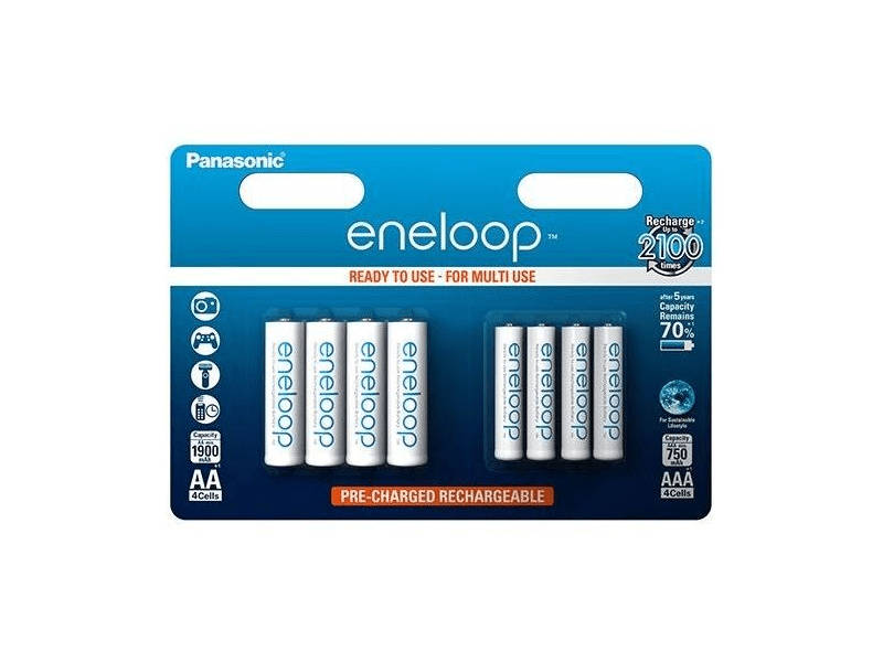 Panasonic Sanyo/Panasonic eneloop akkucsomag 4db AA 1900mAH + 4db 750mAh AAA típus BK-KJMCCE44E
