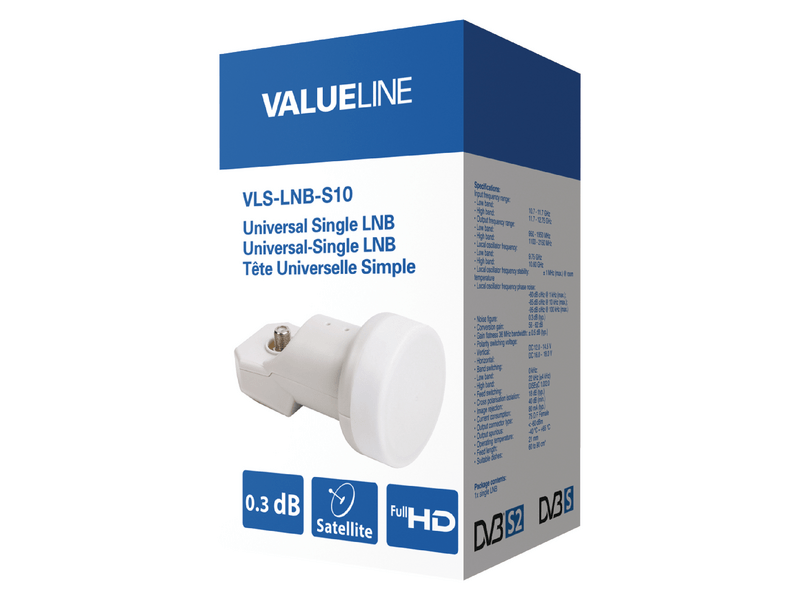 Valueline Univerzális LNB Egyes 0.3 dB (VLS-LNB-S10)