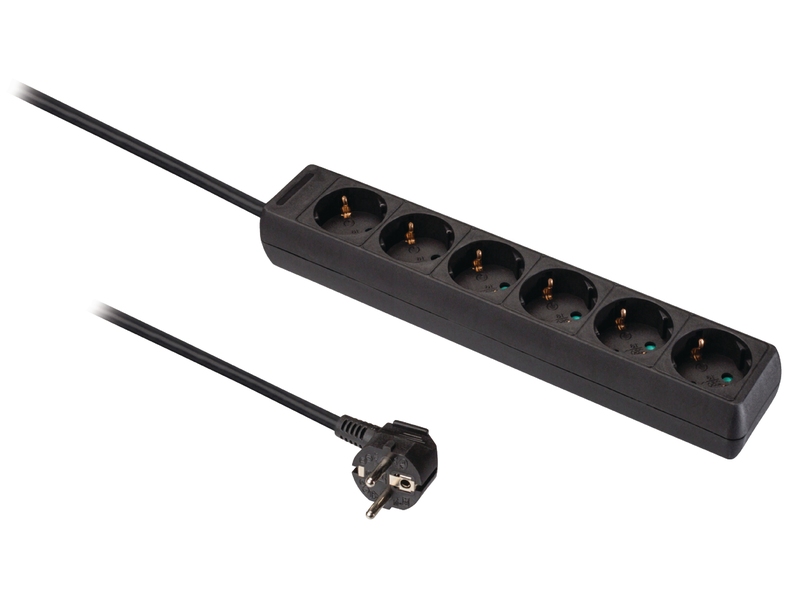 Valueline Hosszabító aljzat 6-Aljzat 1.50 m Fekete - Védőérintkező (VLES615F001BL)