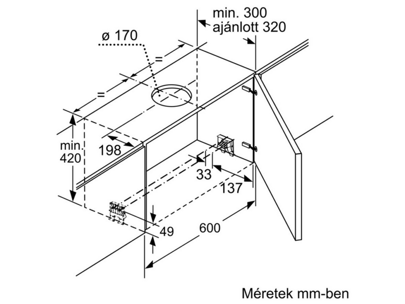 BOSCH DFS067A50 Beépíthető teleszkópos páraelszívó