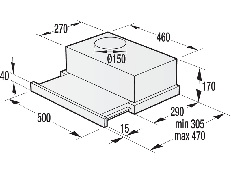 Gorenje BHP523E10X Beépíthető teleszkópos páraelszívó