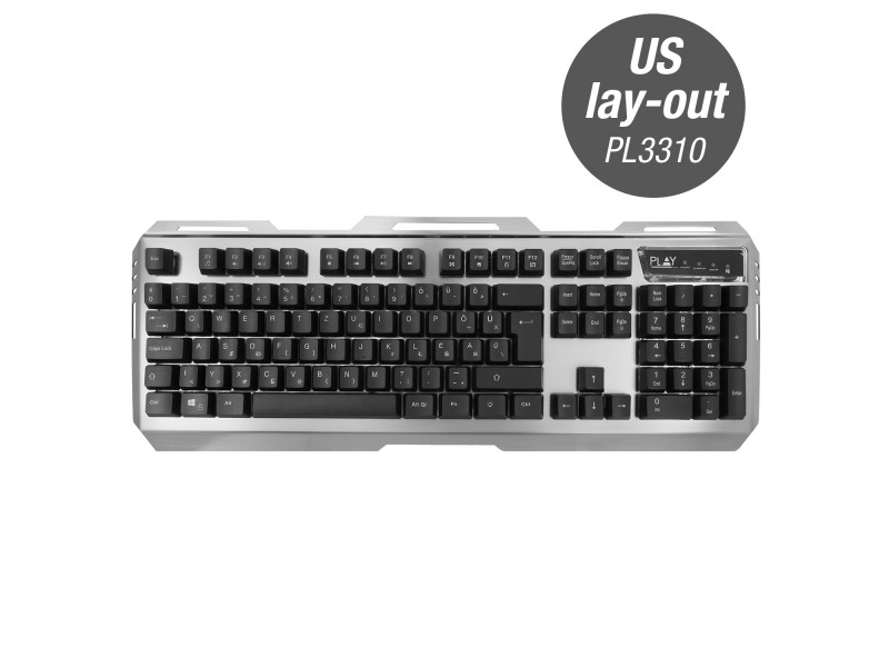 Ewent Világító metál magyar kiosztású gaming billentyűzet (PL3313)