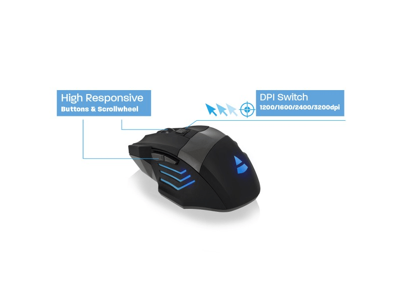Ewent Világító Gaming Egér 3200 DPI (PL3300)