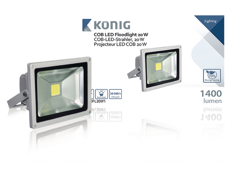 König LED Reflektor 20 W 1400 lm Szürke (KNLEDFL20W1)