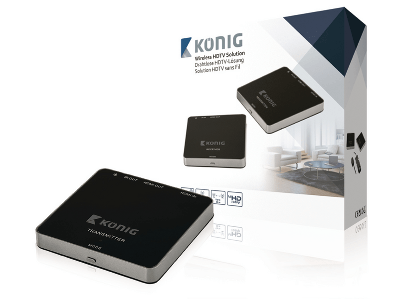 König 5 GHz Vezeték Nélküli HDMI Jeltovábbító 1080p / 3D - Tartomány 30 m (KN-WLHDMI10)