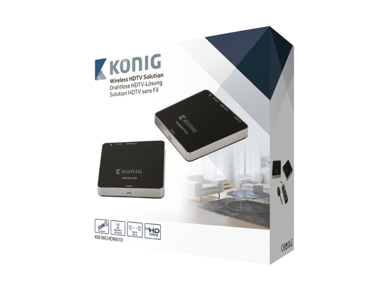 König 5 GHz Vezeték Nélküli HDMI Jeltovábbító 1080p / 3D - Tartomány 30 m (KN-WLHDMI10)
