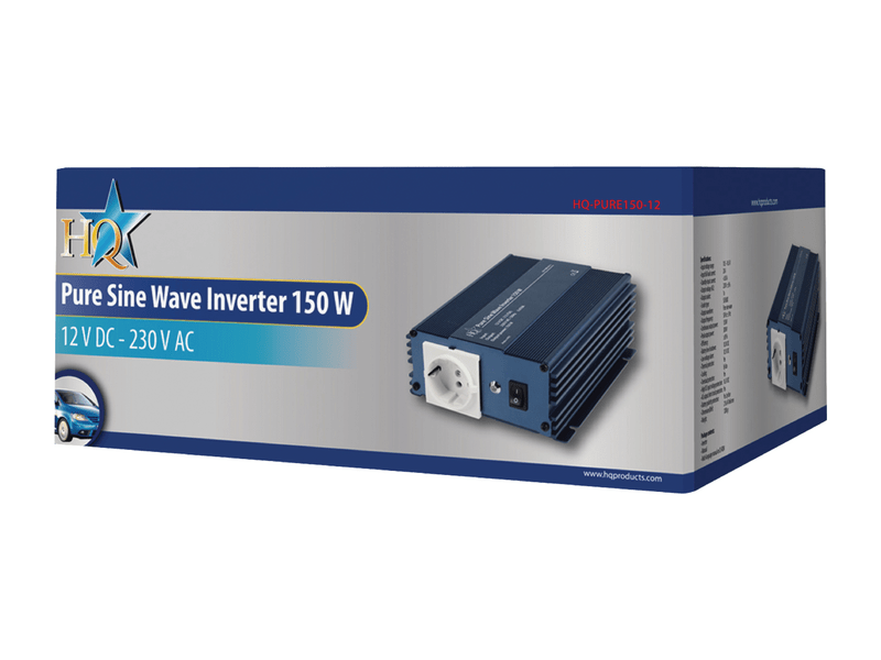 HQ Inverter Tiszta szinuszos 12 VDC AC 230 V 150 W F (CEE 7/3) (HQ-PURE150-12)
