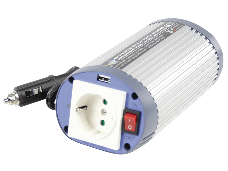 HQ Inverter módosított szinusz 24 VDC - AC 230 V 150 W F (CEE 7/3) / USB (HQ-INV150WU-24)