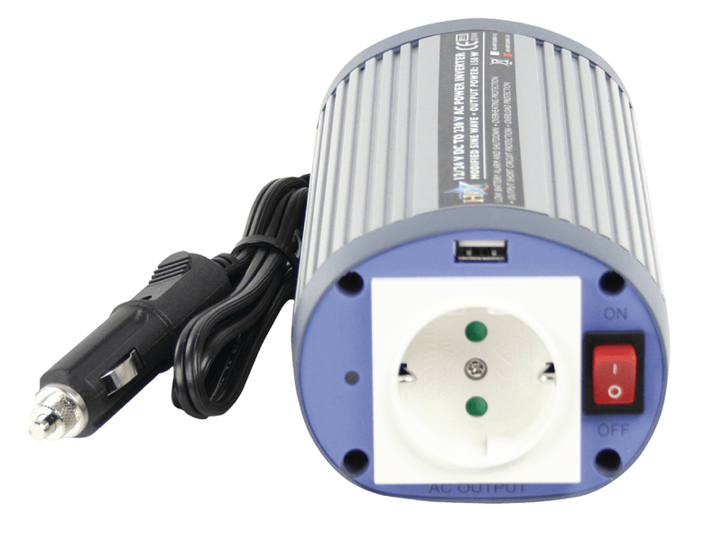HQ Inverter módosított szinusz 24 VDC - AC 230 V 150 W F (CEE 7/3) / USB (HQ-INV150WU-24)