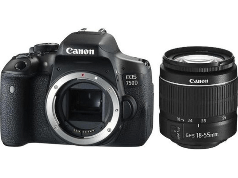CANON EOS 750D + EF-S 18-55 mm DC III Digitális fényképezőgép, Fekete
