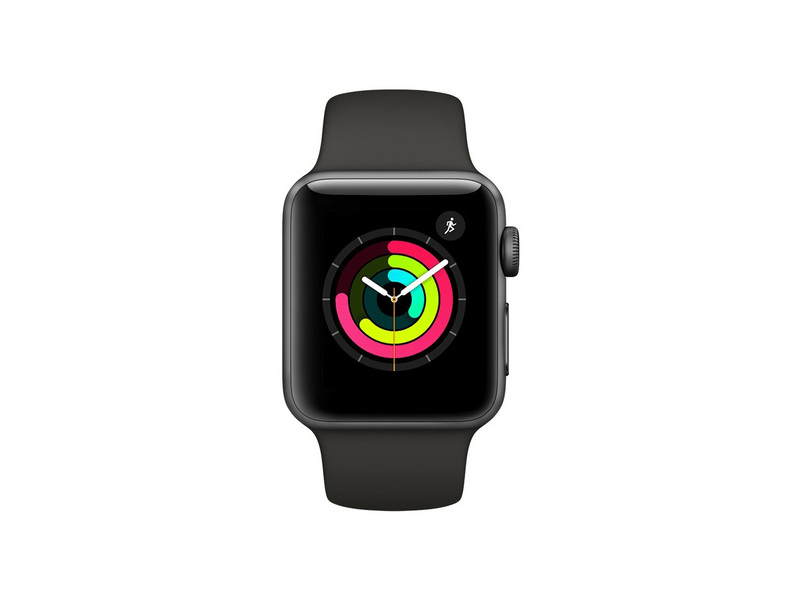 Apple Watch Series 3 Okosóra 38mm, Asztroszürke alumíniumház, sötétszürke sportszíj