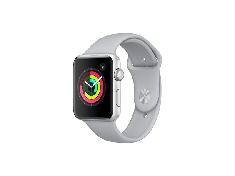 Apple Watch Series 3 Okosóra 42mm, Ezüst alumíniumház, szürke sportszíj